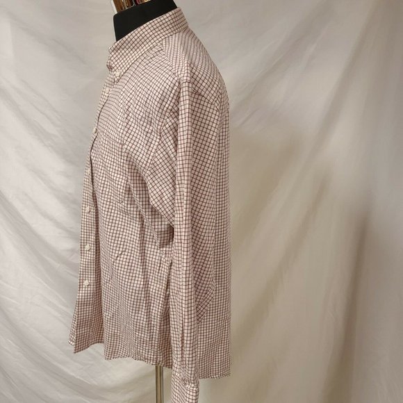Steve & Barry's Mens Large Cream Red Check Long Sleeve Button Up Shirt - Picture 9 of 12